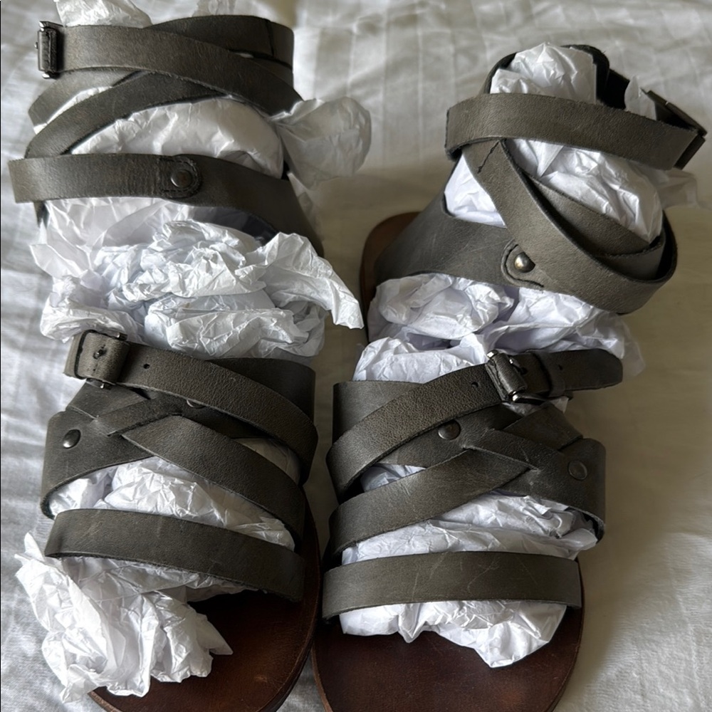 Free People Black Strappy Sandals